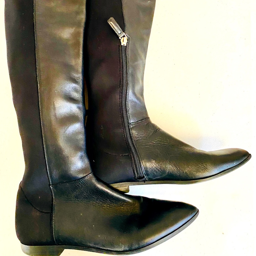 Black Leather Knee-High Boots